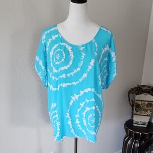 INC International Concepts Blue Short Sleeve Boxy T-Shirt